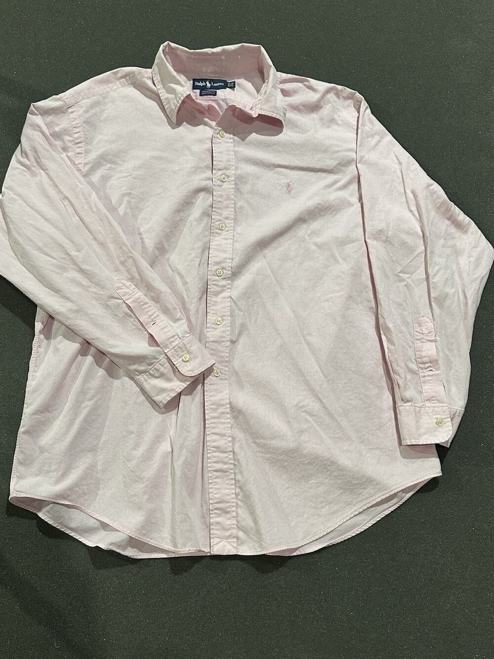mens pink ralph lauren button down 17 1/2 34/35